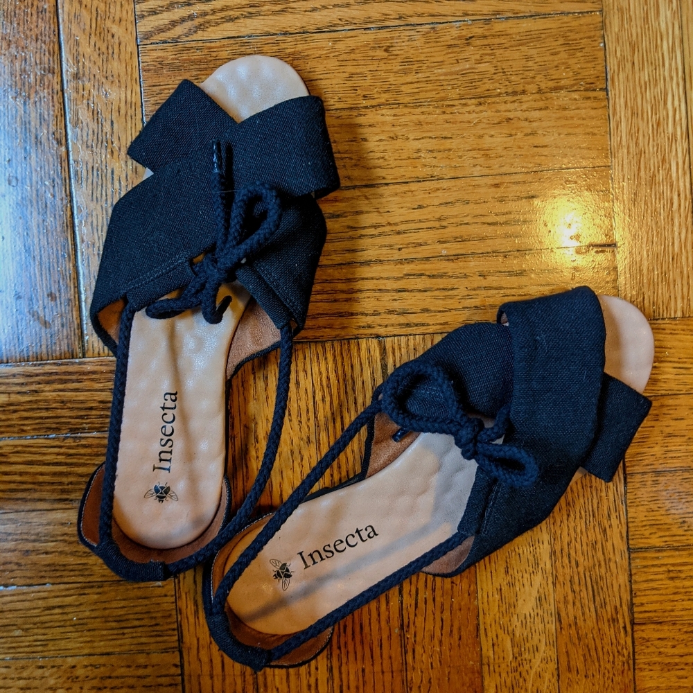 Black Insecta Sandals (Vegan & Eco-Friendly), Size 7